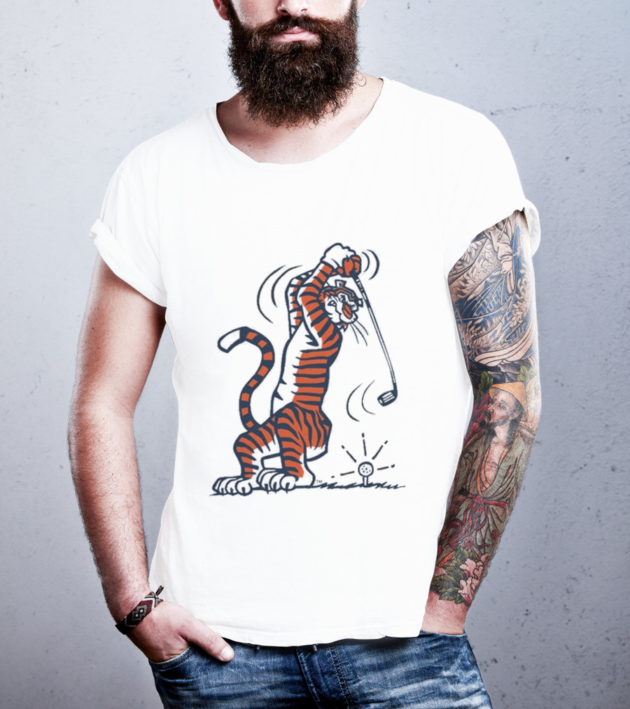Auburn Tiger Swinging Golf Club Men's T-Shirt