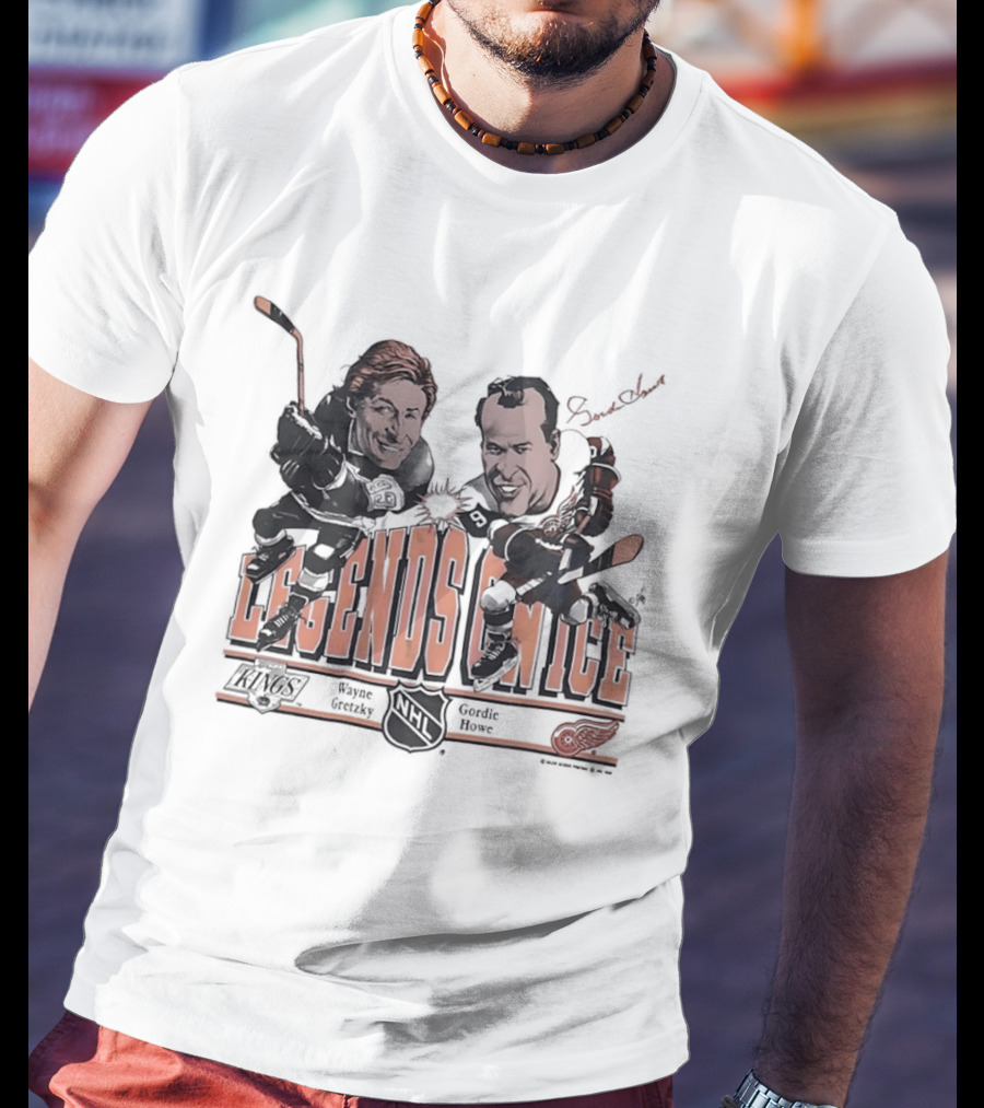 Wayne Gretzky Gordie Howe Legends On Ice Los Angeles Kings Detroit Red Wings NHL T-Shirt