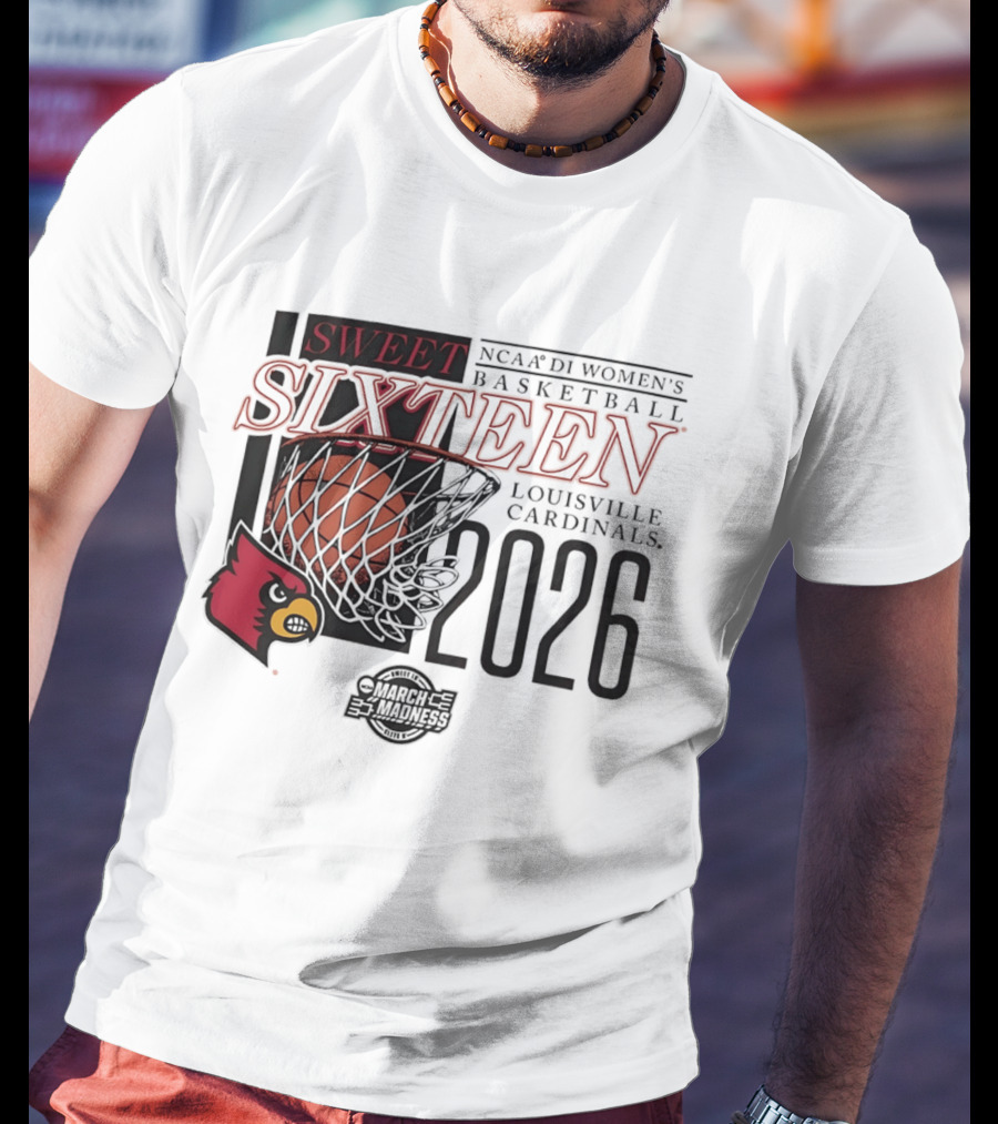 Sweet Sixteen 2026 NCAA DI Women's Basketball Louisville Cardinals College Bounders T-Shirt