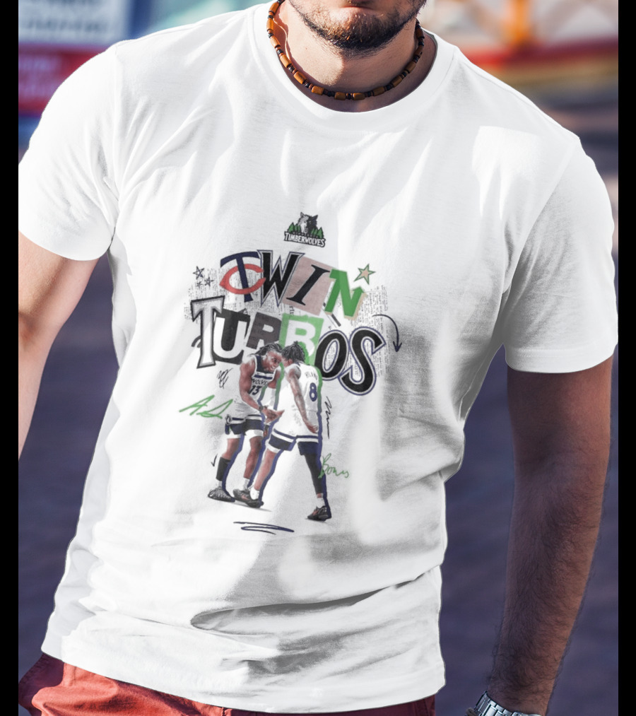 Minnesota Timberwolves Twin Turbos Ayo X Bones NBA Team Collaboration T-Shirt