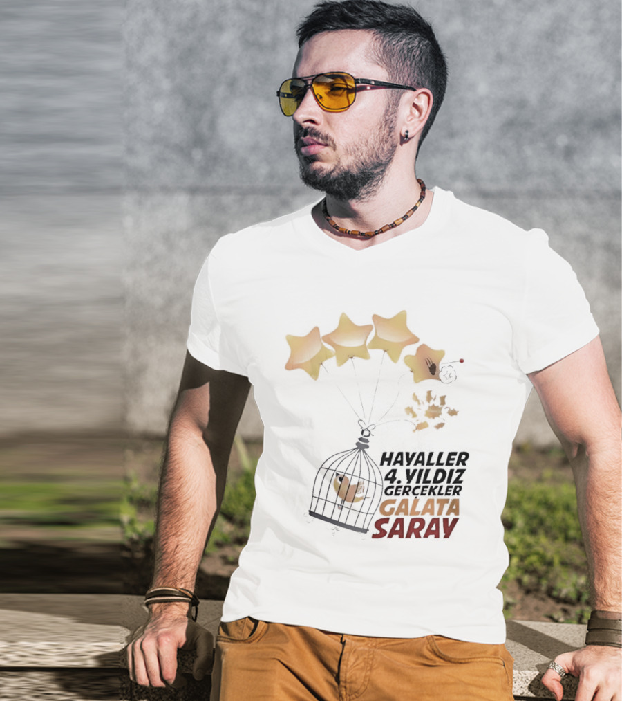Havaller 4 Yıldız Gerçekler Galata Saray Turkish Football Club Stars T-Shirt