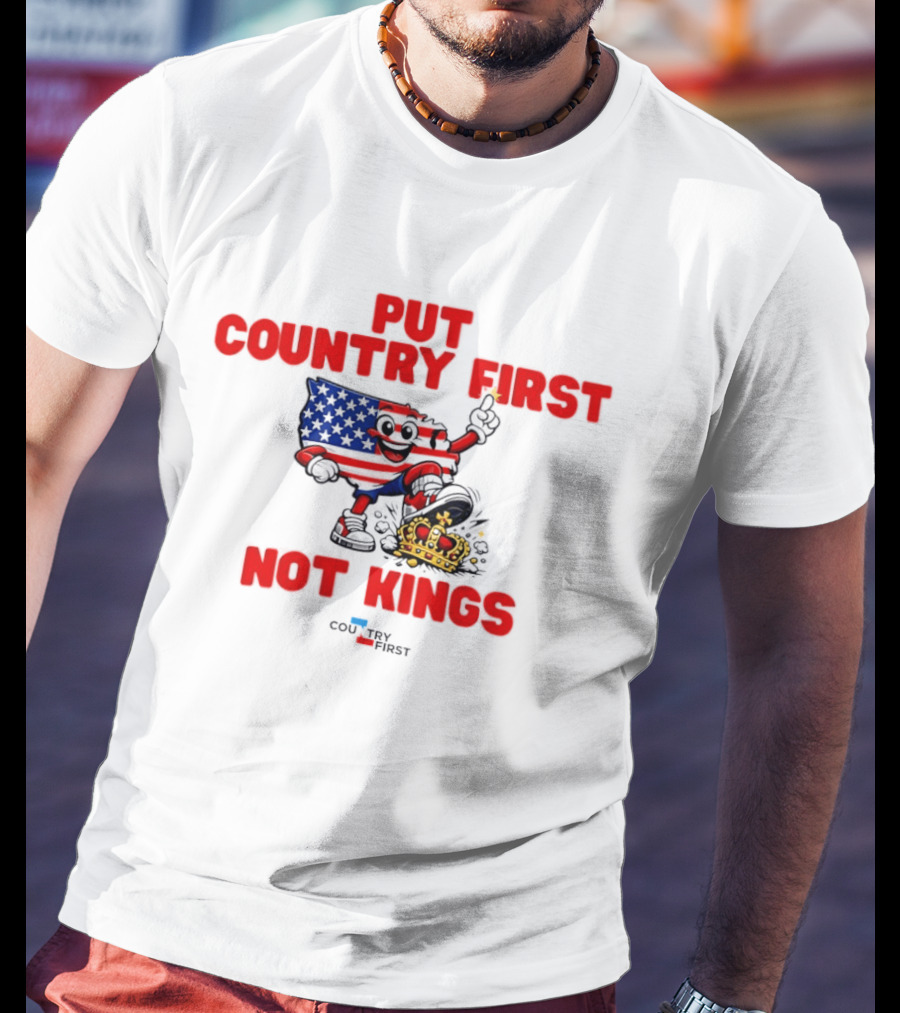 Put Country First Not Kings American Flag Crown T-Shirt