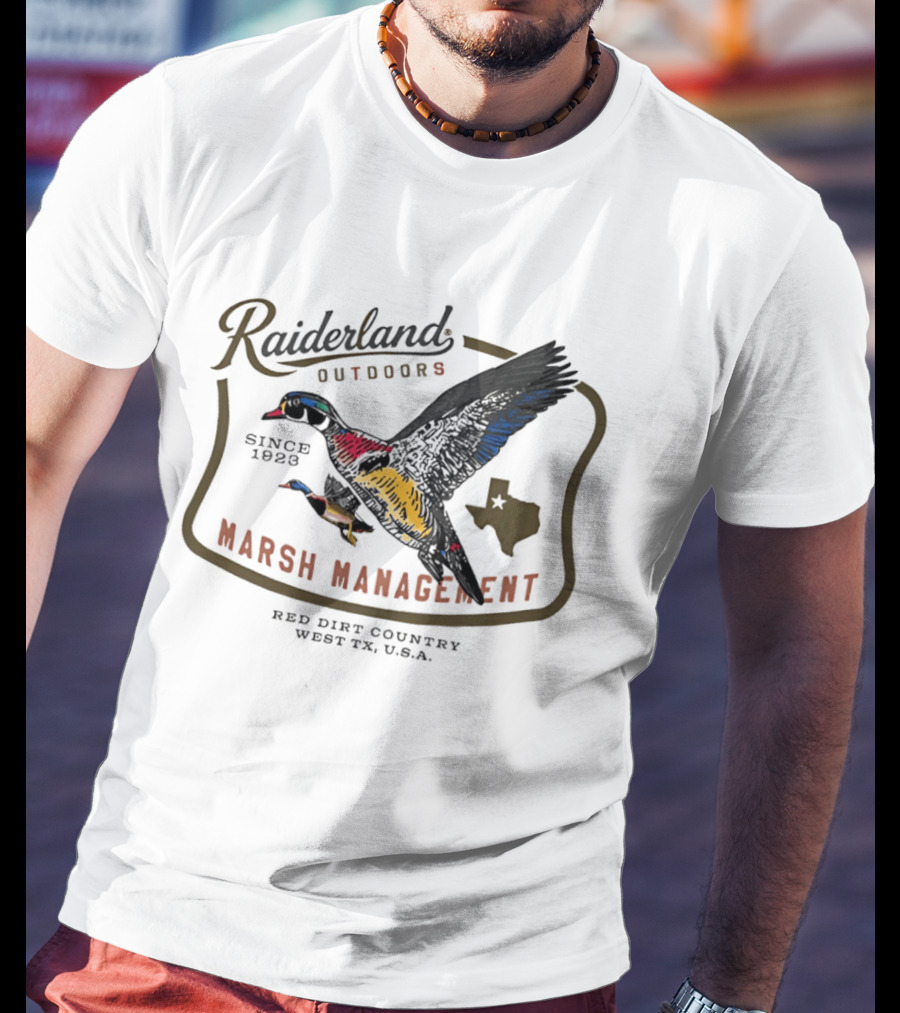 Raiderland Outdoors Marsh Management Since 1926 Red Dirt Country West TX USA T-Shirt