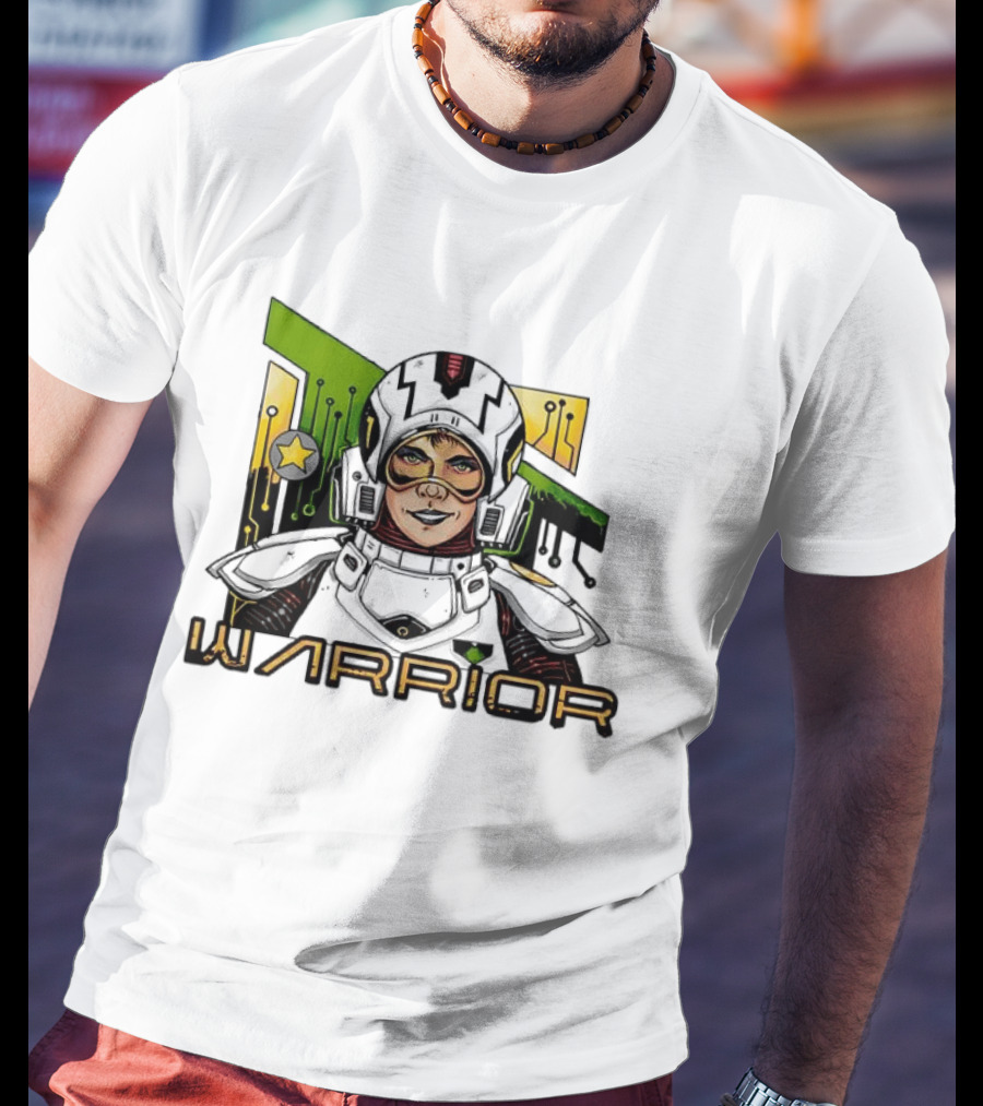 Riza Warrior Sci Fi Cybernetic Soldier With Helmet T-Shirt