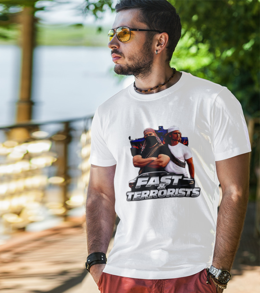 Fast & Terrorists Movie Parody With Muscle Cars And Bandolier T-Shirt