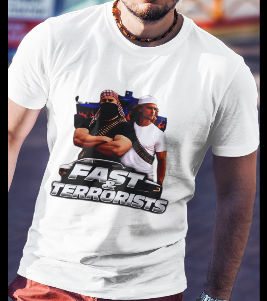Fast & Terrorists Movie Parody With Muscle Cars And Bandolier T-Shirt