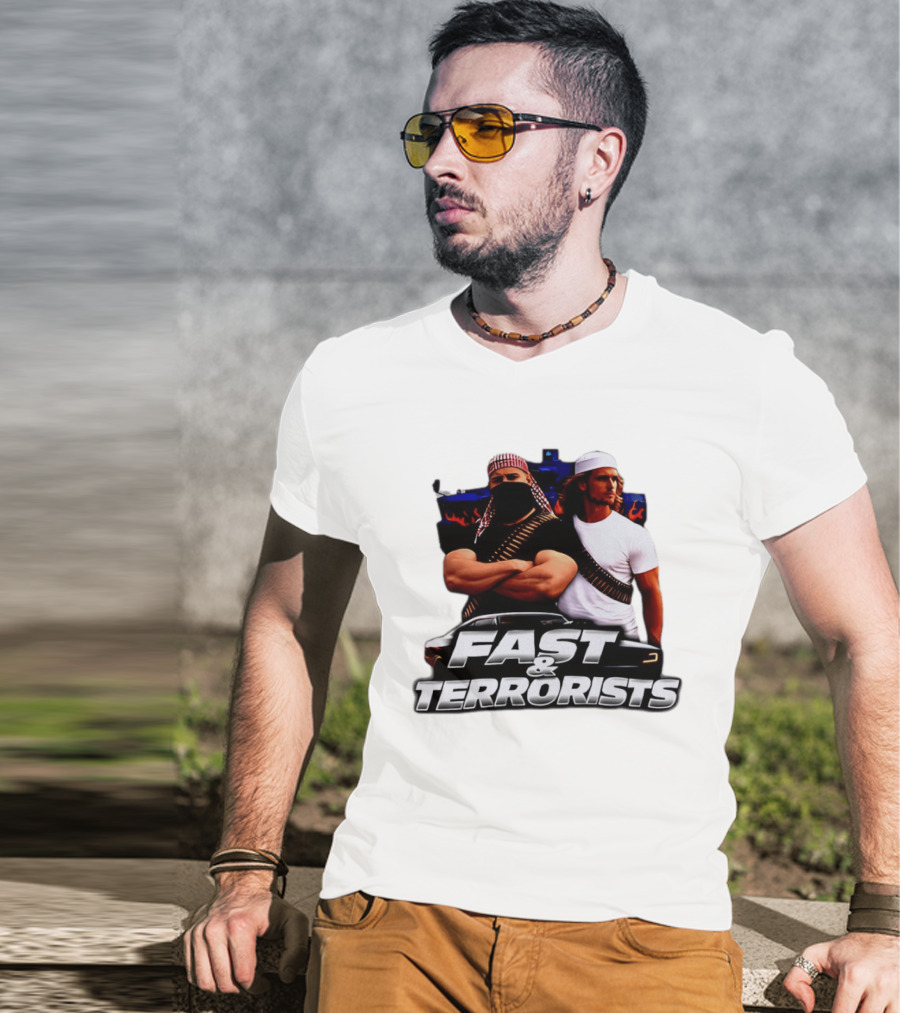 Fast & Terrorists Movie Parody With Muscle Cars And Bandolier T-Shirt