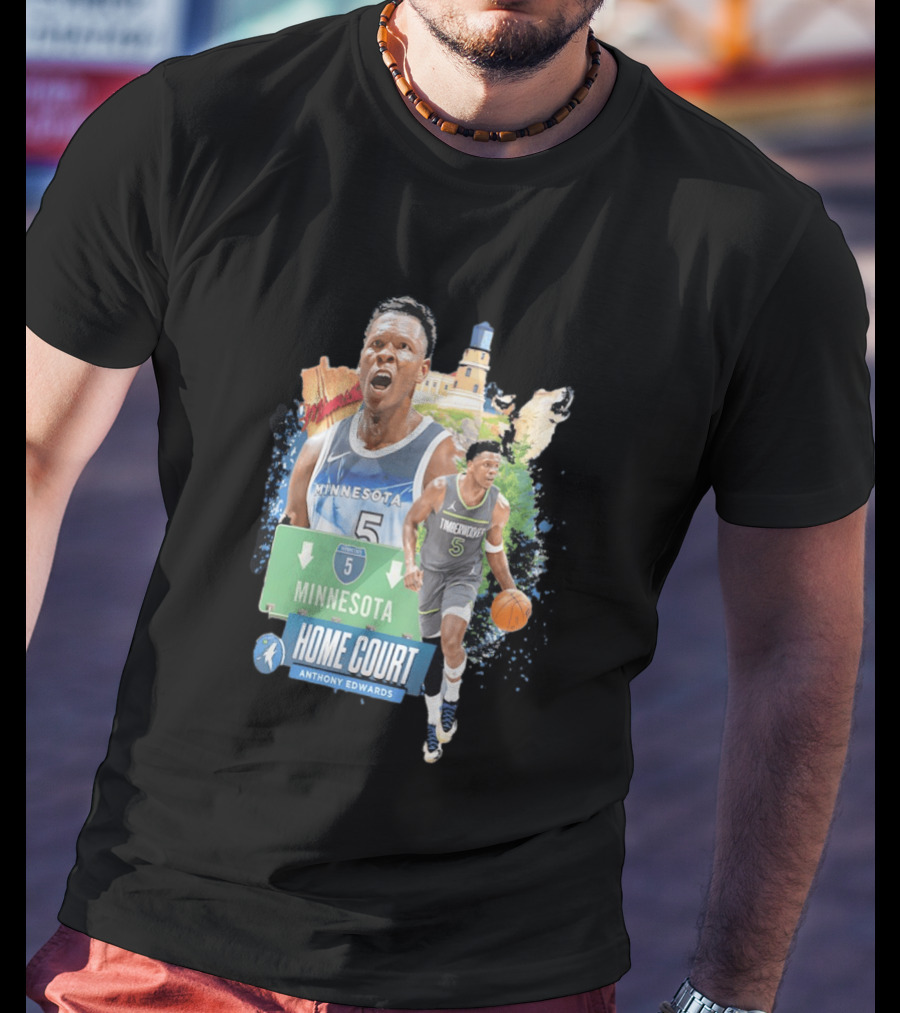Anthony Edwards Minnesota Timberwolves Home Court Basketball Minneapolis T-Shirt