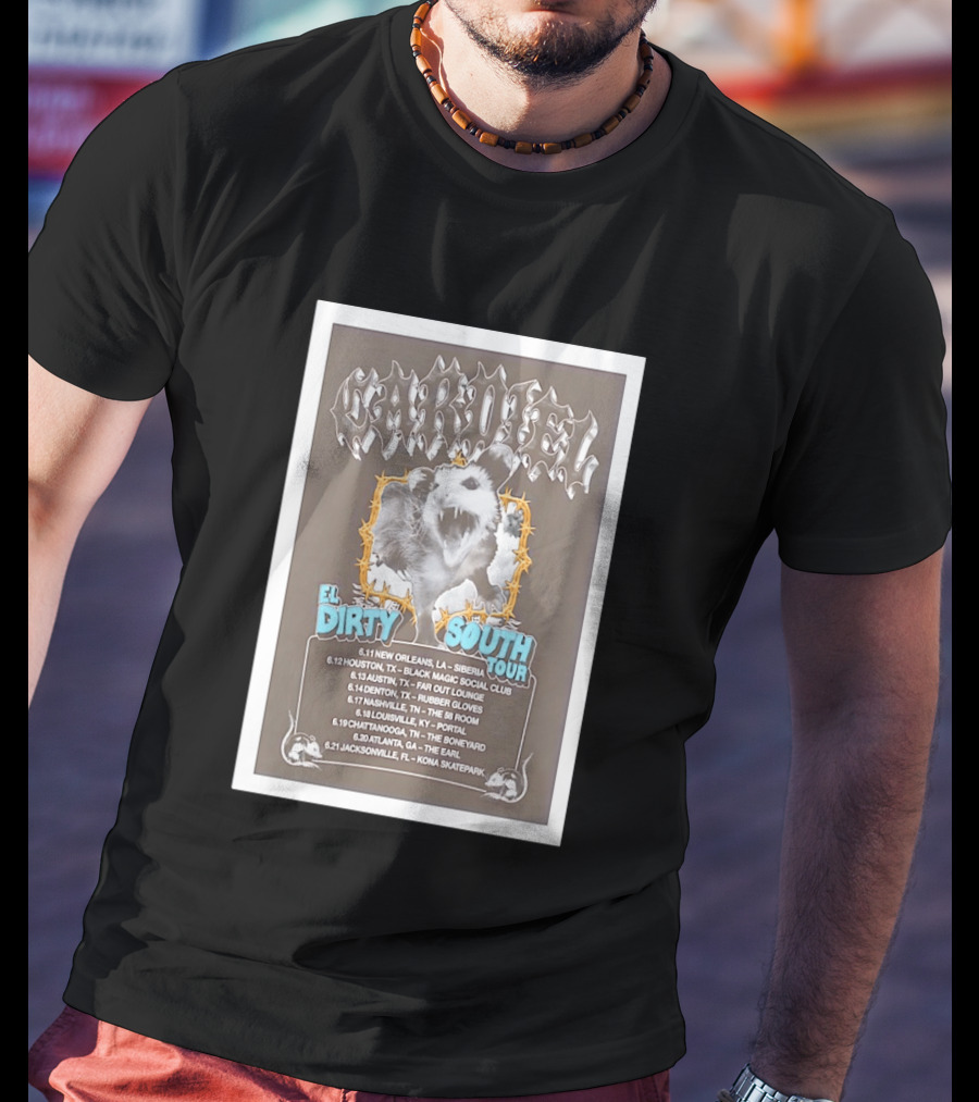 CARDIEL EL Dirty South Tour 2026 New Orleans Texas Atlanta Jacksonville Dates T-Shirt
