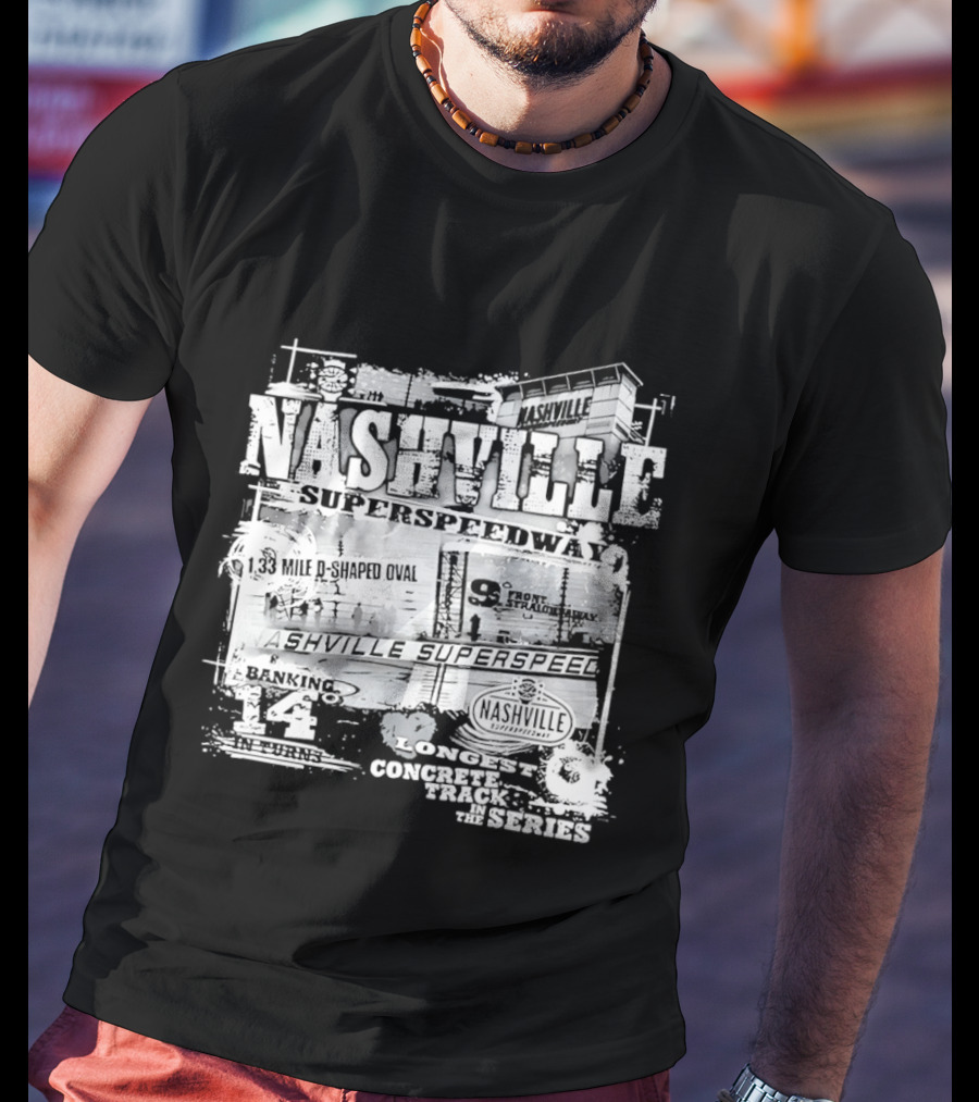 Nashville Superspeedway D Shaped Oval Longest Concrete Track In The Series Racing T-Shirt