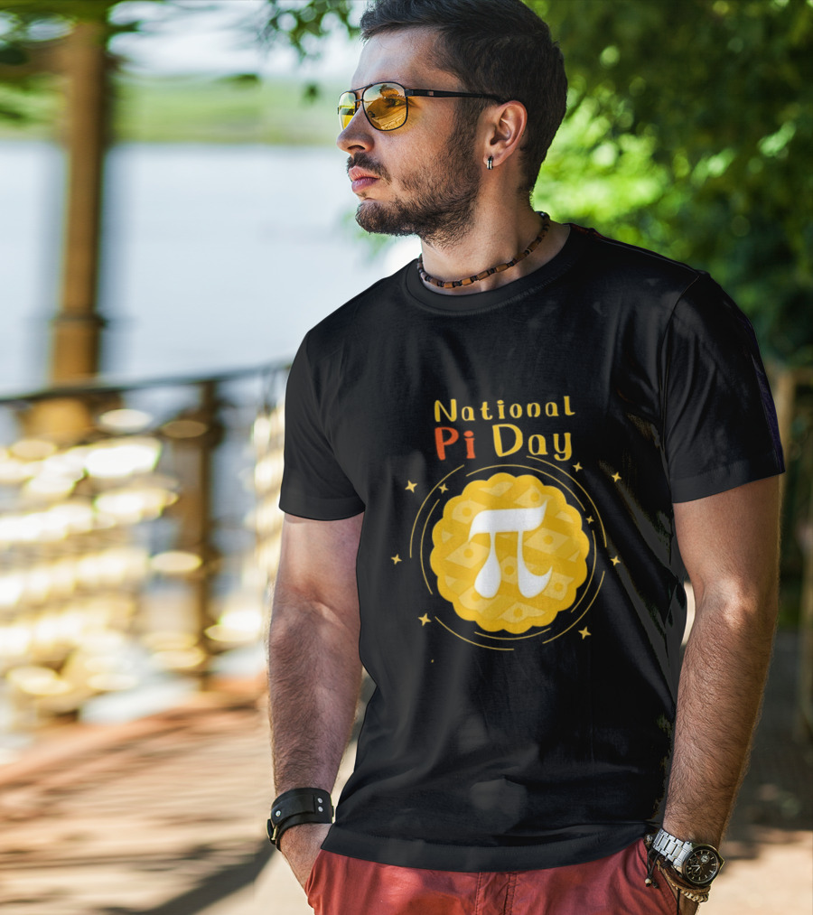National Pi Day Pie Icon With Stars And Math T-Shirt