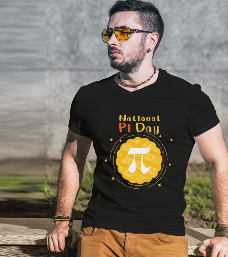 National Pi Day Pie Icon With Stars And Math T-Shirt