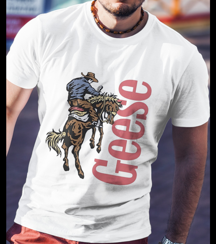 Geese Cowboy Riding Cartoon Adventure T-Shirt