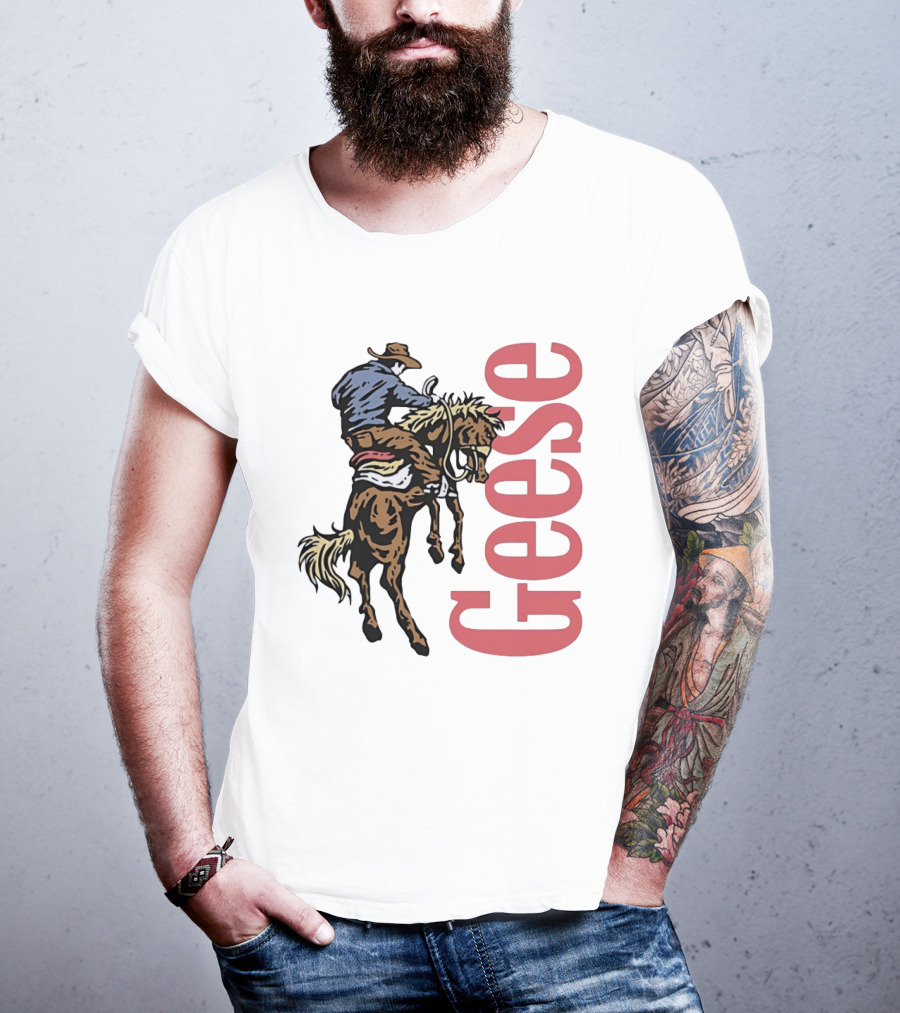 Geese Cowboy Riding Cartoon Adventure T-Shirt