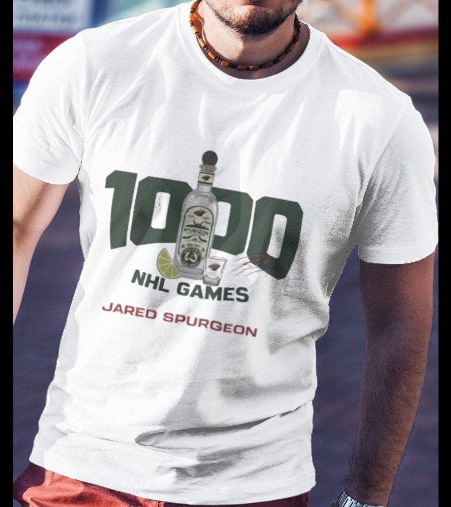 Jared Spurgeon 1000 NHL Games Celebration With Lime And Shot Glass T-Shirt