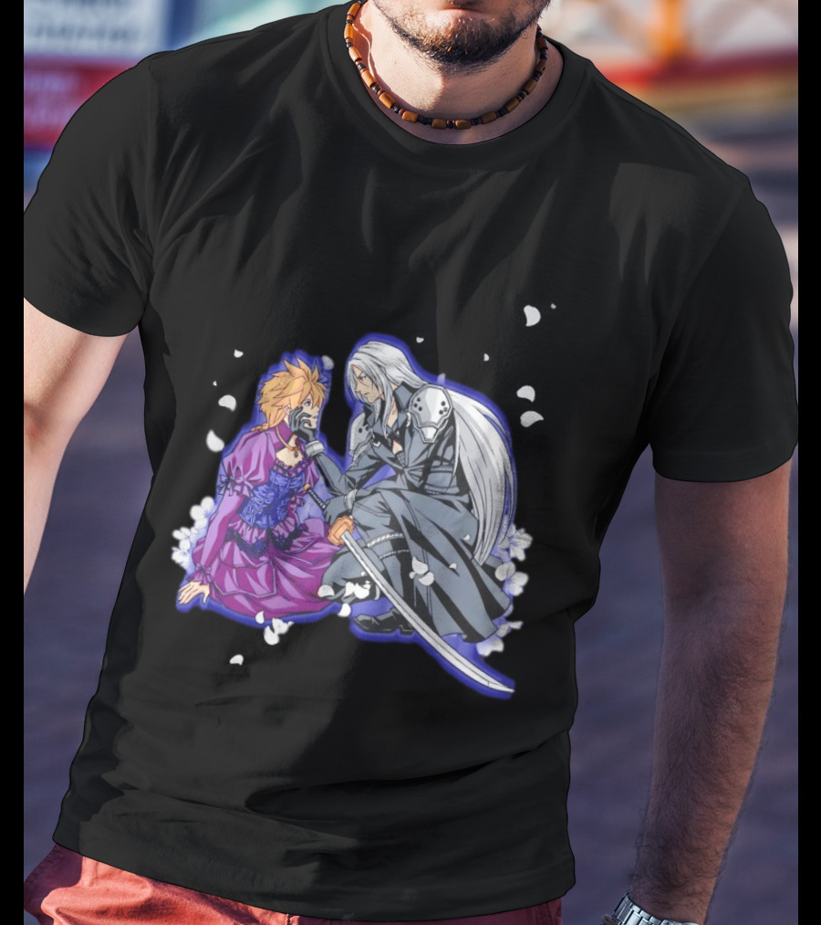 Aerith And Sephiroth Enemy Love Final Fantasy Iconic Characters In Romantic Conflict T-Shirt