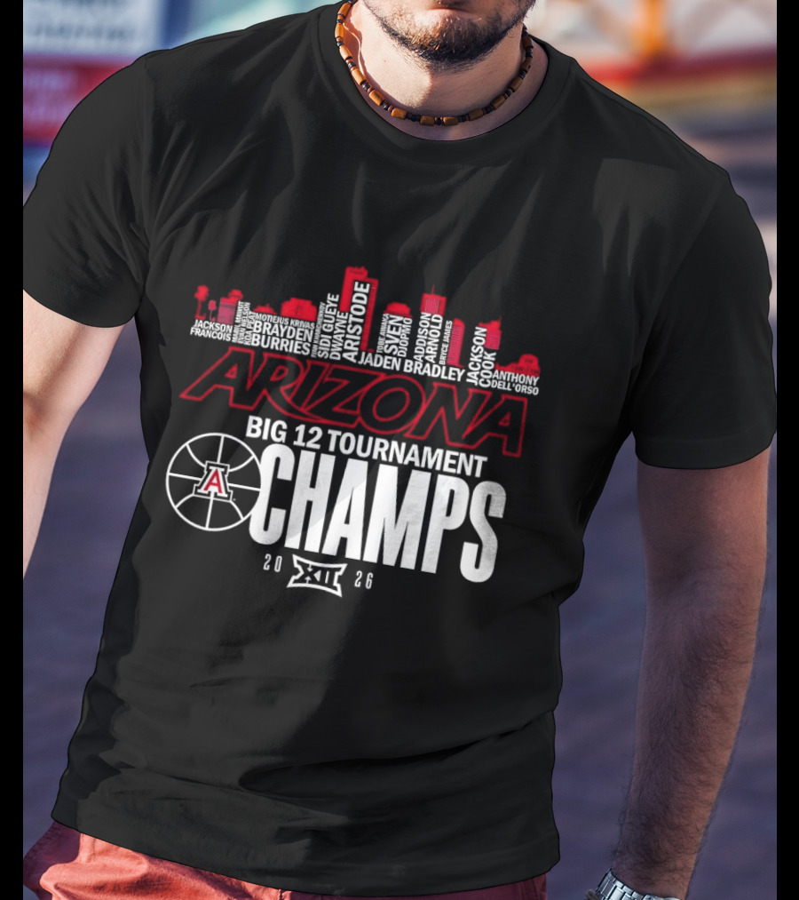 Arizona Wildcats Skyline City Big 12 Tournament Champs 2026 Basketball A T-Shirt