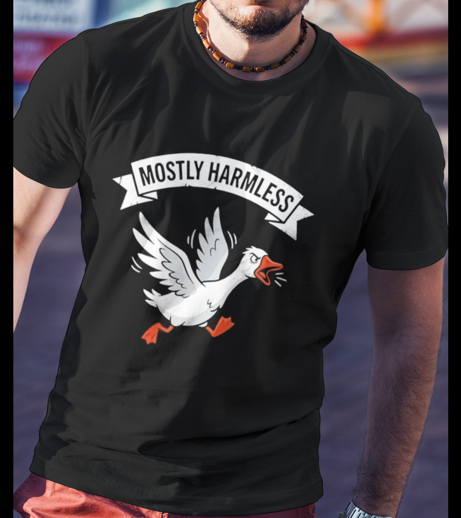 Goose Running And Screaming Mostly Harmless Funny Meme T-Shirt