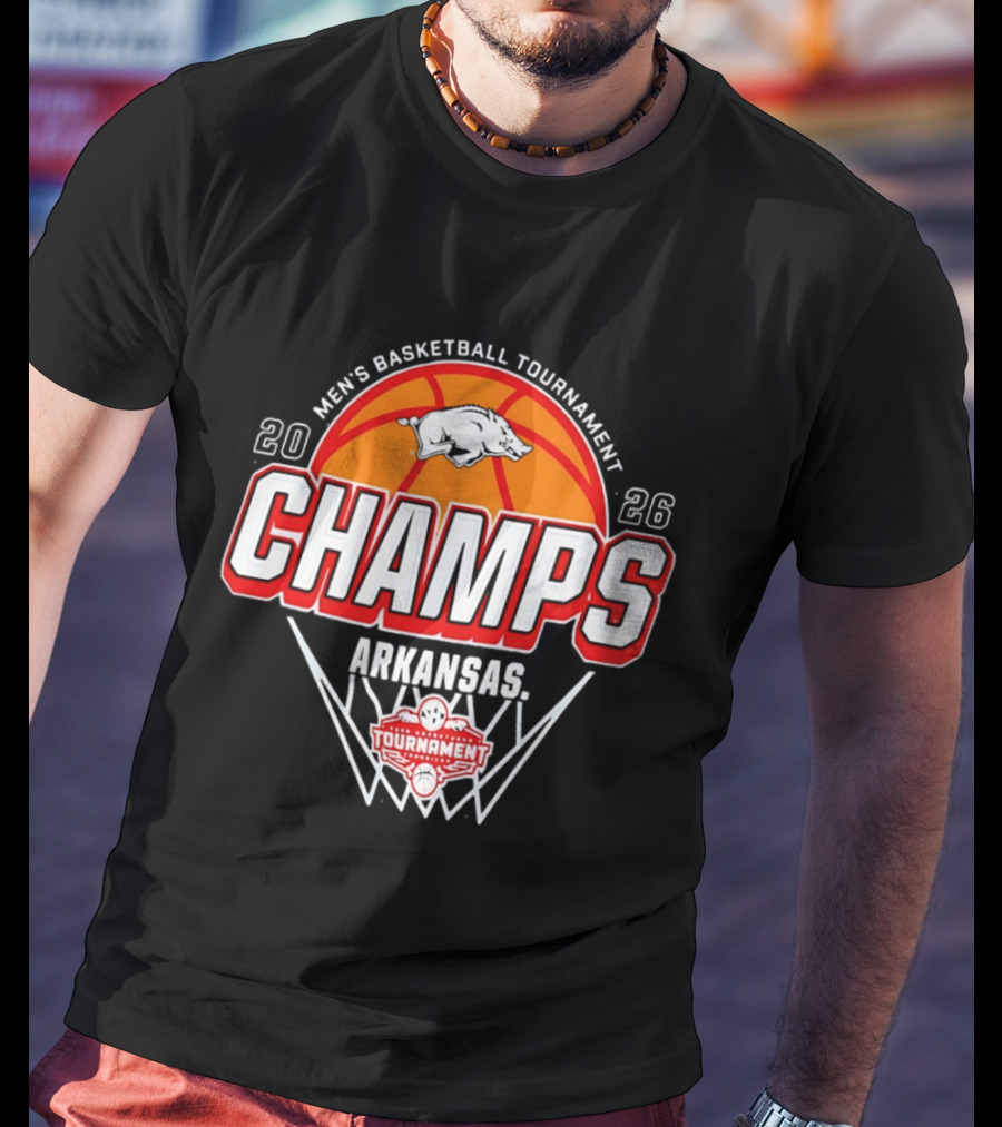 Arkansas Razorbacks Men's Basketball Tournament Champs 2026 Basketball Trophy T-Shirt