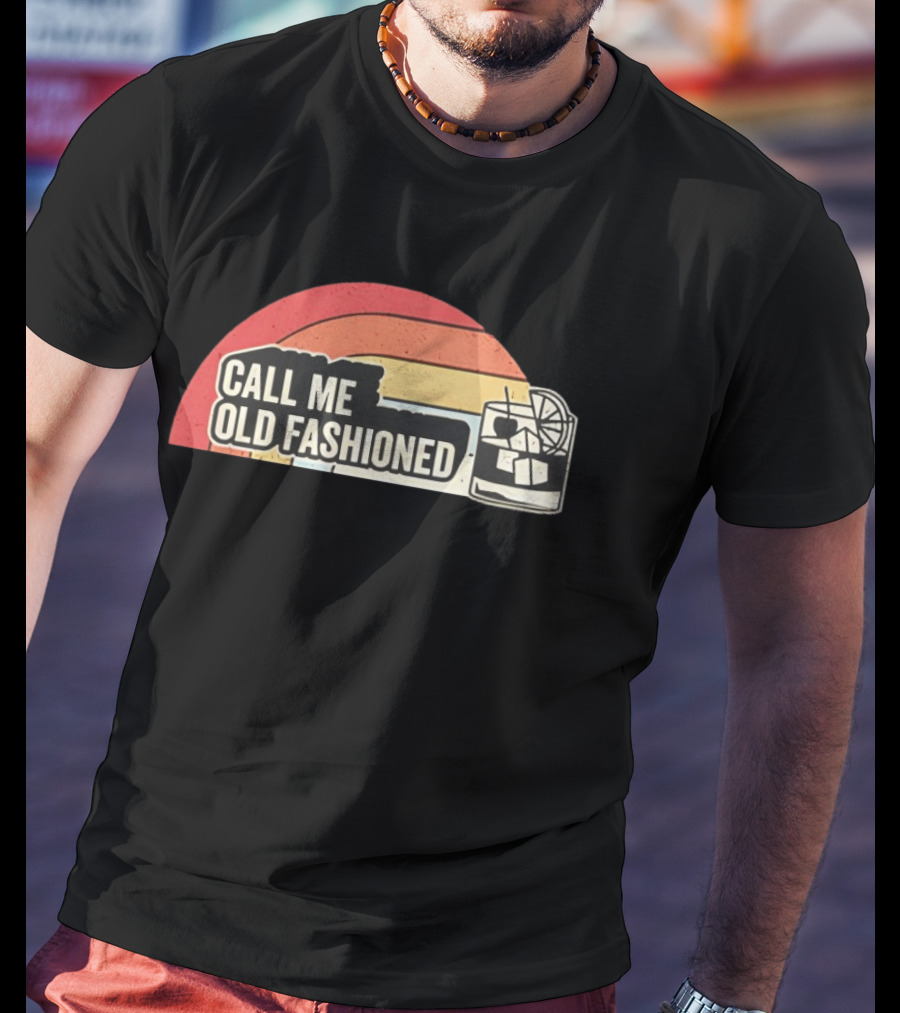 Call Me Old Fashioned Retro Cocktail Ice Cubes Slice Of Lemon T-Shirt