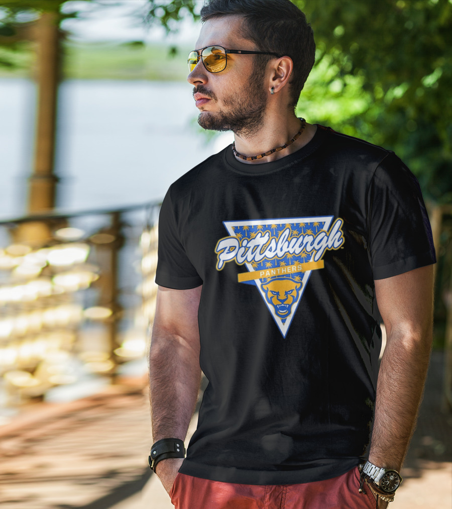 Pittsburgh Panthers Football Palm Tree Triangle T-Shirt