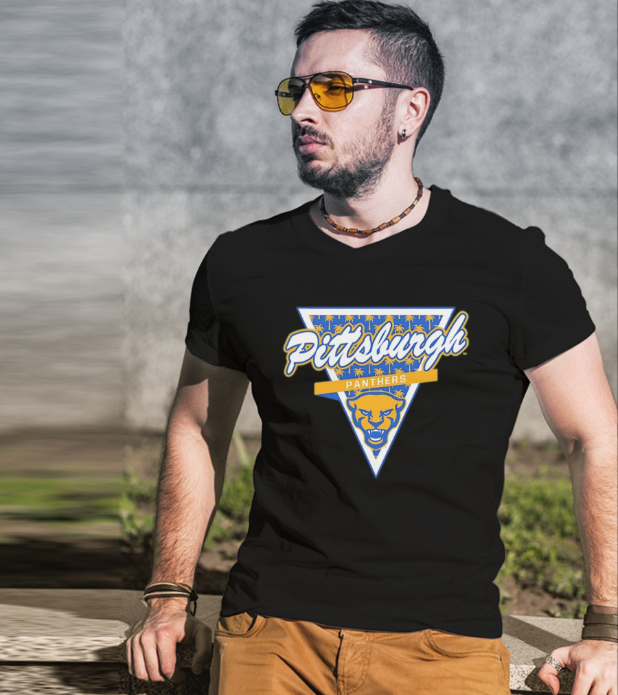Pittsburgh Panthers Football Palm Tree Triangle T-Shirt