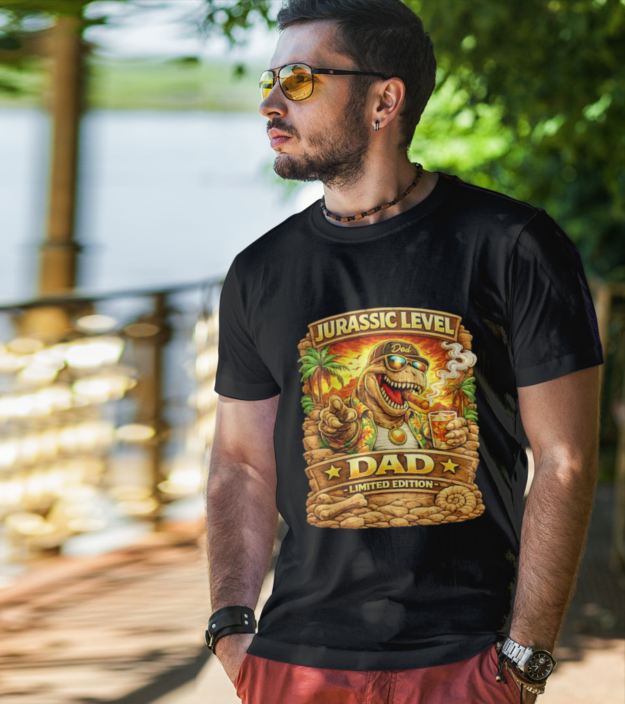 Jurassic Level Dad Dinosaurs Sunglasses Cigar Limited Edition T-Shirt