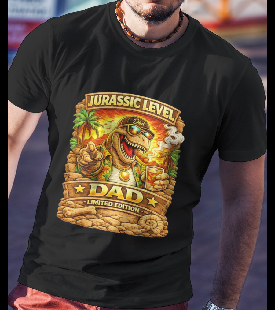 Jurassic Level Dad Dinosaurs Sunglasses Cigar Limited Edition T-Shirt