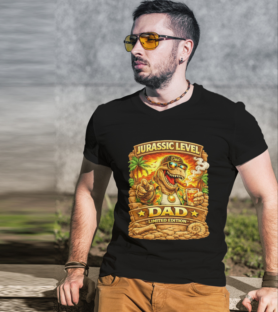 Jurassic Level Dad Dinosaurs Sunglasses Cigar Limited Edition T-Shirt