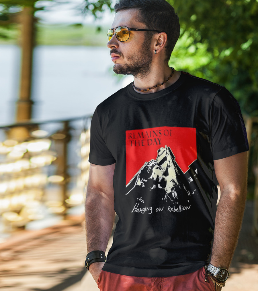 Remains Of The Day Hanging On Rebellion Urban Building Red T-Shirt