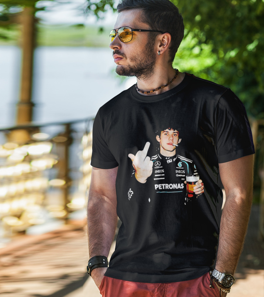 Kimi Antonelli F1 Petronas Mercedes Smoking Beer Middle Finger T-Shirt