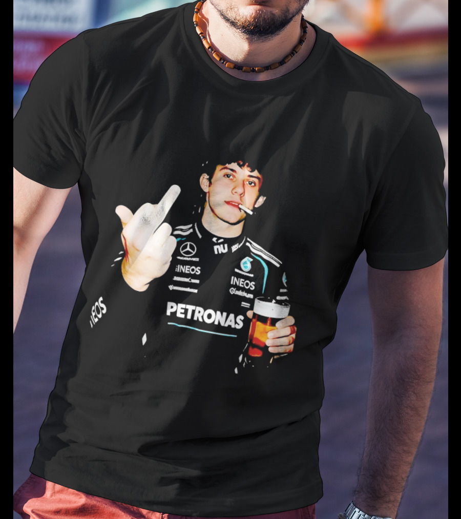 Kimi Antonelli F1 Petronas Mercedes Smoking Beer Middle Finger T-Shirt
