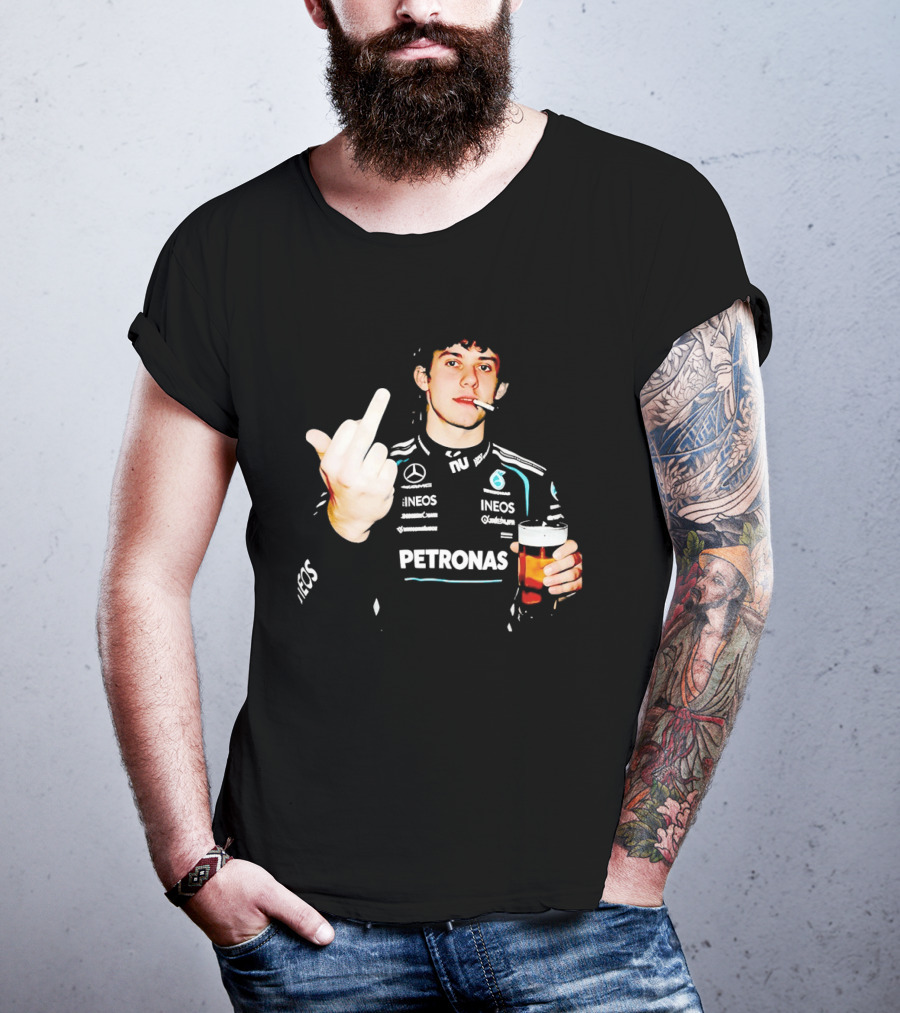 Kimi Antonelli F1 Petronas Mercedes Smoking Beer Middle Finger T-Shirt