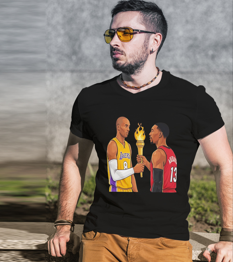 Kobe Lakers Number 8 Passing Torch To Adebayo Number 13 Basketball Moment T-Shirt