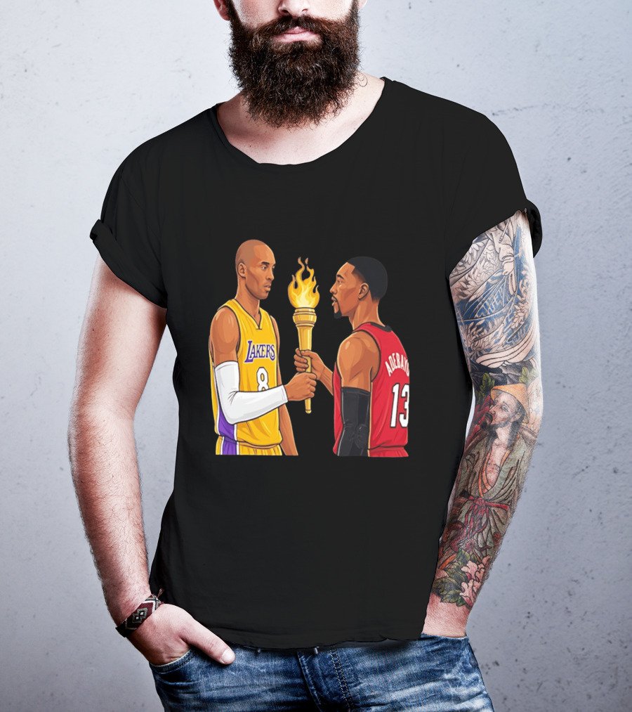 Kobe Lakers Number 8 Passing Torch To Adebayo Number 13 Basketball Moment T-Shirt