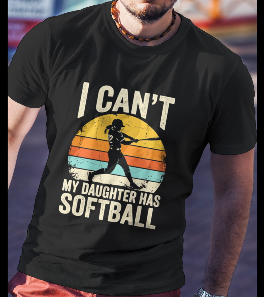 Softball Player 12 I Can't My Daughter Has Softball Sunset T-Shirt