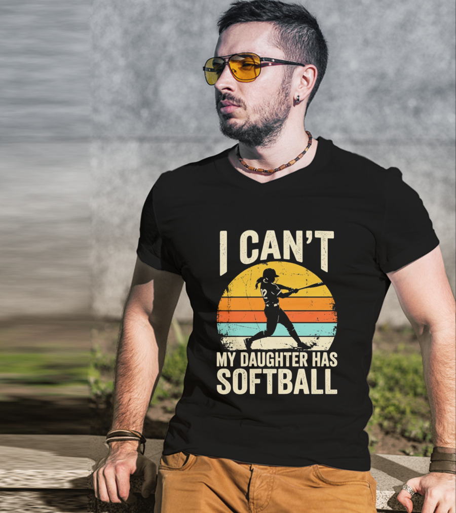 Softball Player 12 I Can't My Daughter Has Softball Sunset T-Shirt