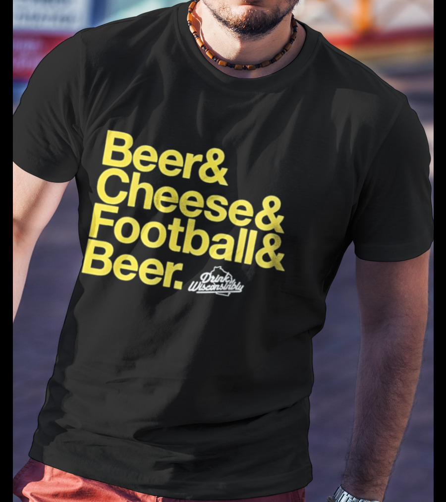 Beer Cheese Football Beer Drink Wisconsibly Packers Fans Game Day T-Shirt