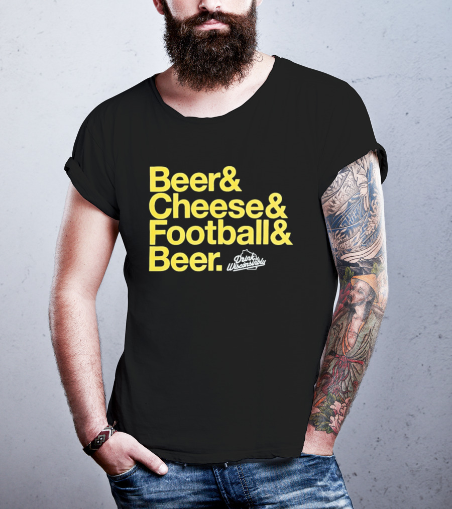 Beer Cheese Football Beer Drink Wisconsibly Packers Fans Game Day T-Shirt