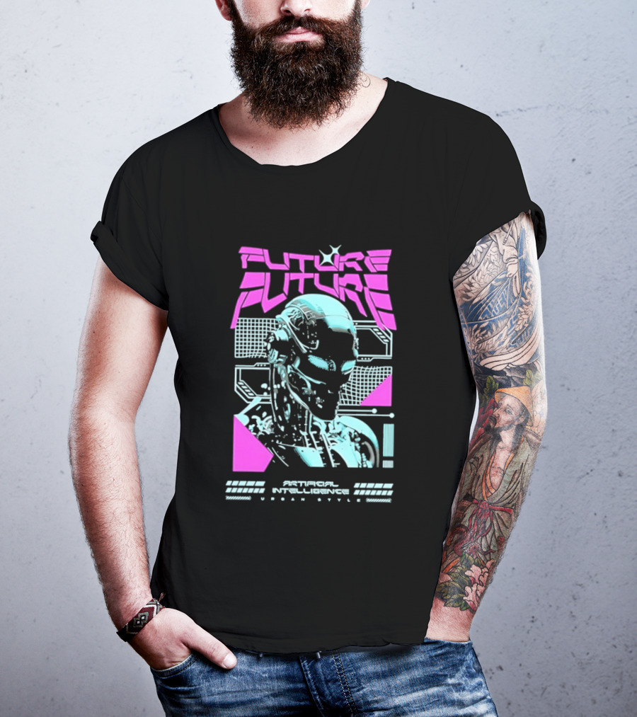 FUTURE FUTURE Cybernetic Robot Head Artificial Intelligence Urban Sci Fi World Cyborg T-Shirt