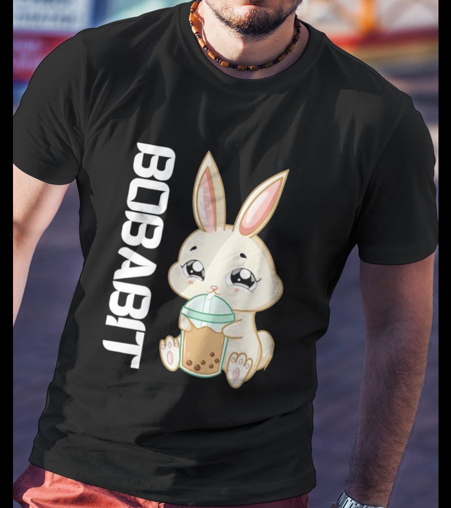 Bobabbit Cute Bunny Drinking Boba Tea T-Shirt
