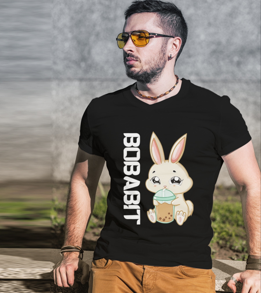 Bobabbit Cute Bunny Drinking Boba Tea T-Shirt