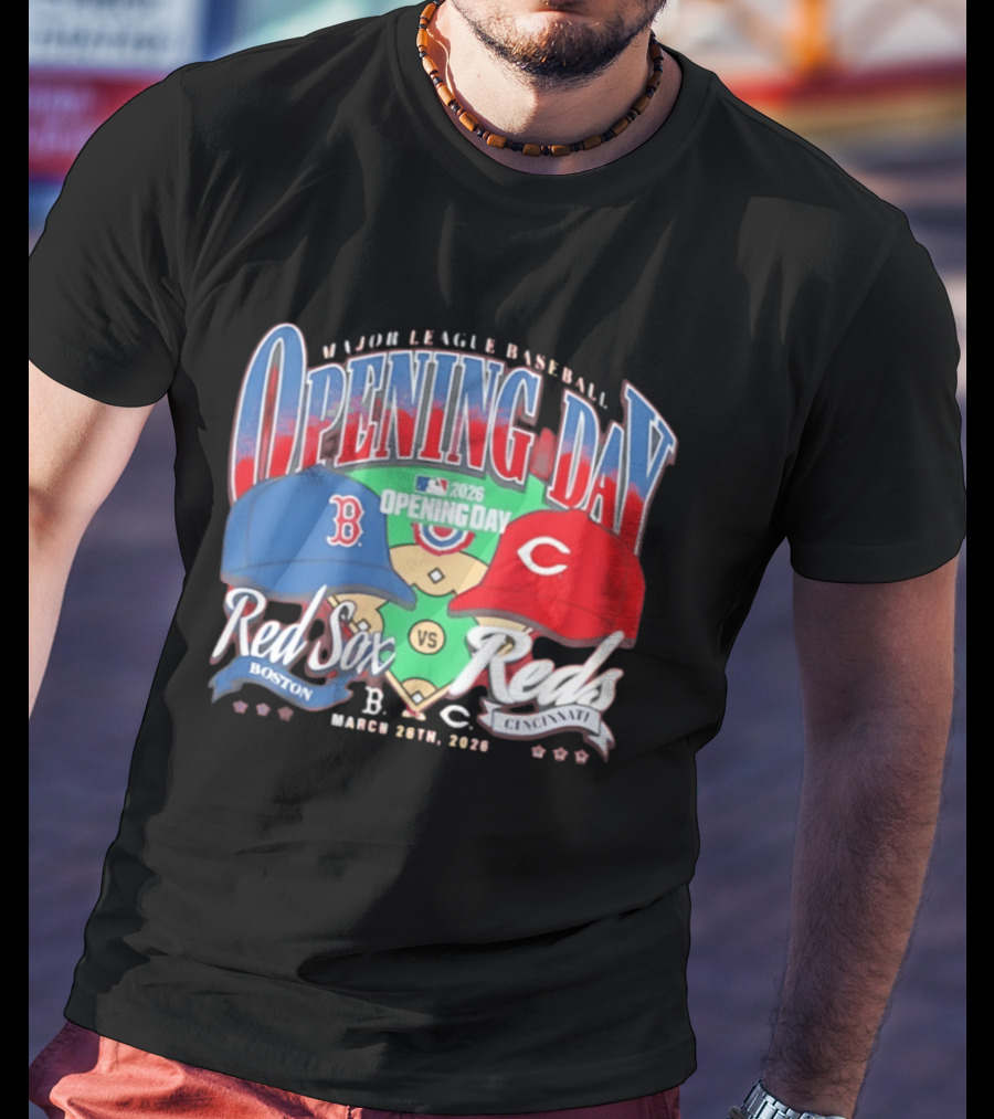 2026 Major League Baseball Opening Day Boston Red Sox Vs Cincinnati Reds March 30th T-Shirt