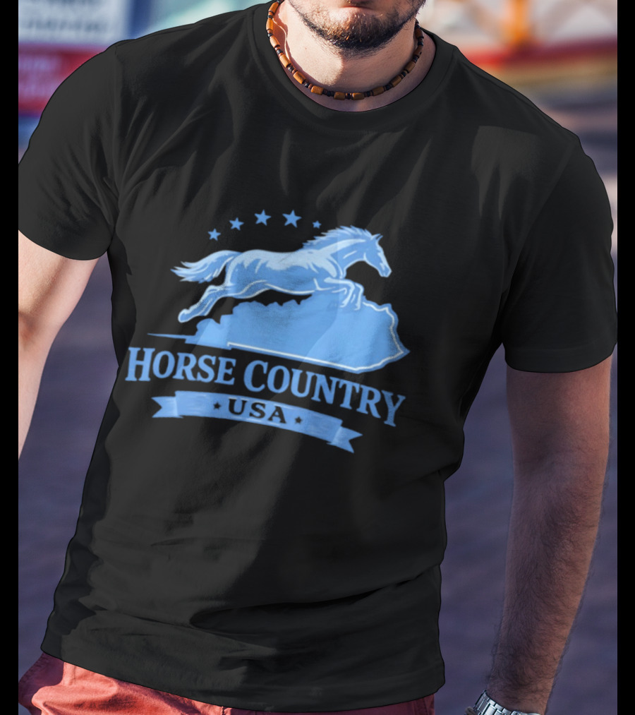 Horse Country USA Blue Horse Kentucky Stars T-Shirt