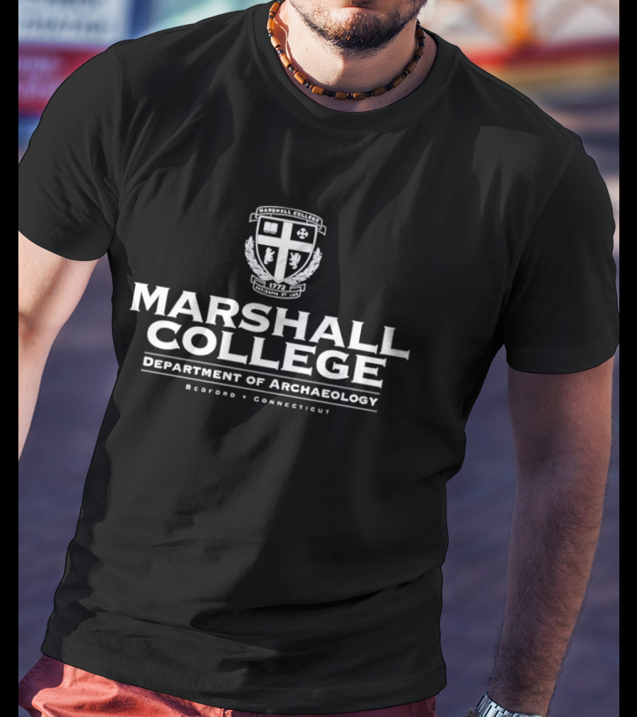 Marshall College Department Of Archaeology Emblem Explore Connect Indiana Jones Series T-Shirt