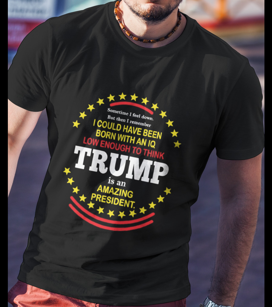 Sometime I Feel Down But Then I Remember I Could Have Been Born With An IQ Low Enough To Think Trump Is An Amazing President T-Shirt