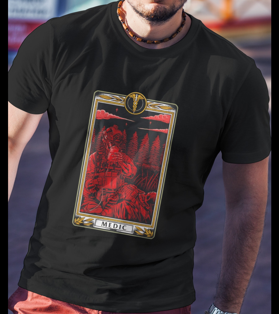 Medic Skeleton Soldier Tactical Card T-Shirt