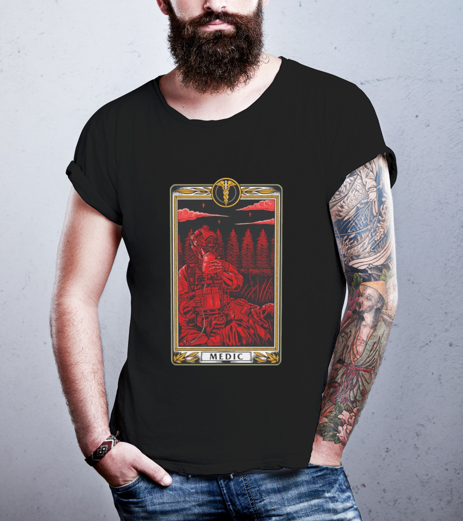 Medic Skeleton Soldier Tactical Card T-Shirt