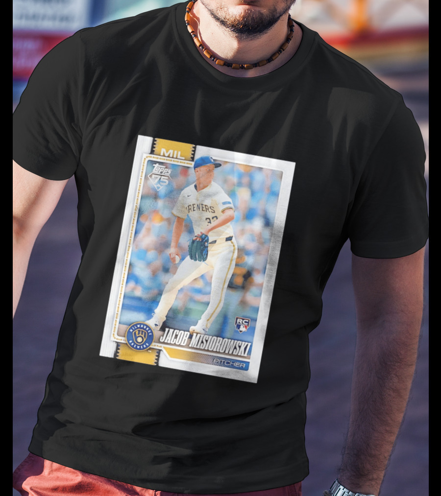 Topps 75 Milwaukee Brewers Jacob Misiorowski Rookie Card Pitcher T-Shirt