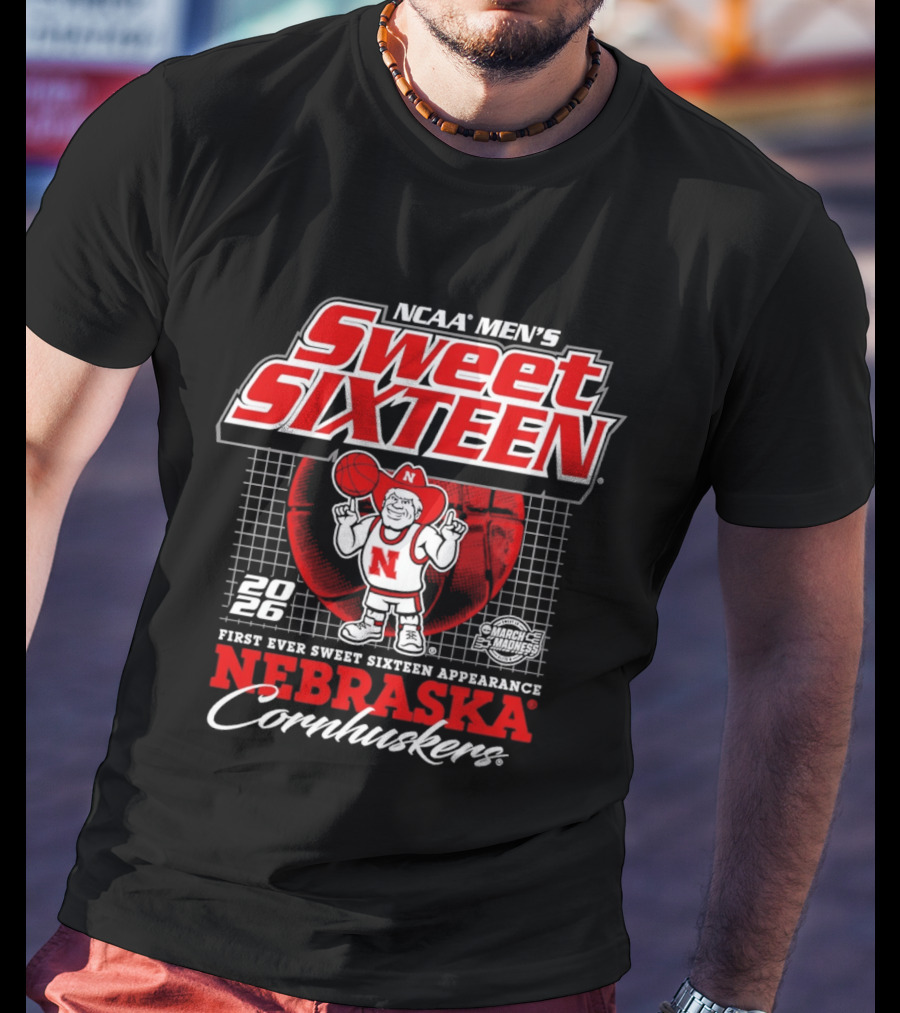 Nebraska Cornhuskers NCAA Men's Sweet Sixteen 2026 First Ever Appearance T-Shirt